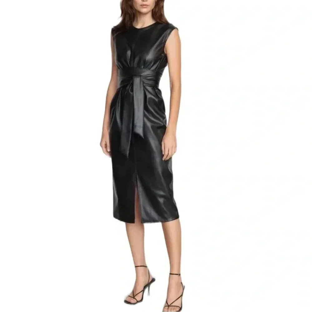 MDRN MODERN CITIZEN Pilar Vegan Leather Tie-FrontDress